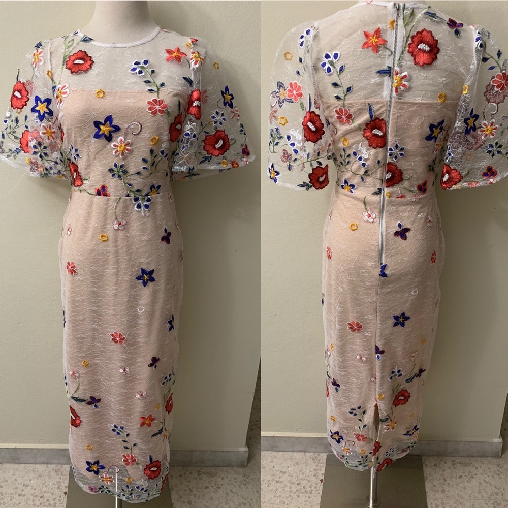 Worn Once Old Glam Flower Embroidered Dress